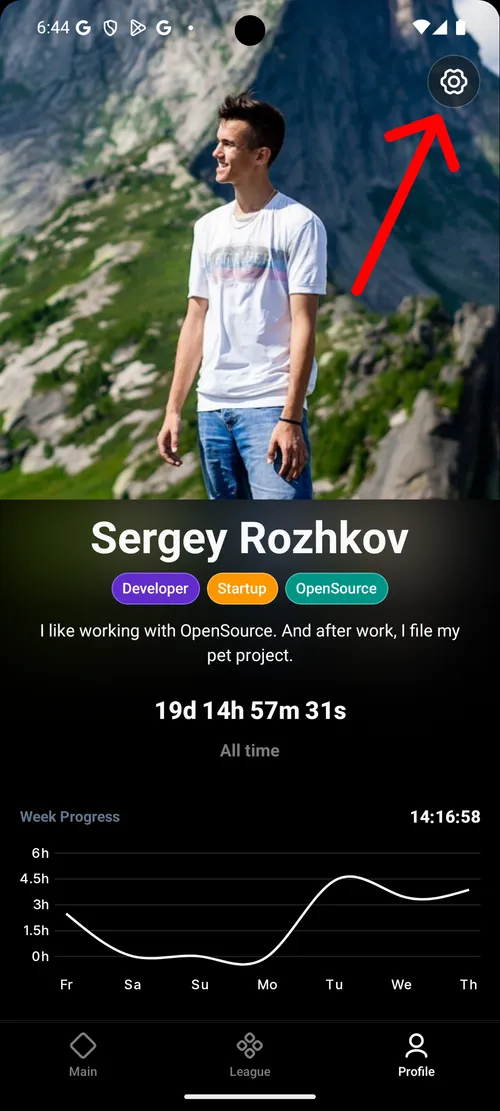 Open Settings from the Profile screen.