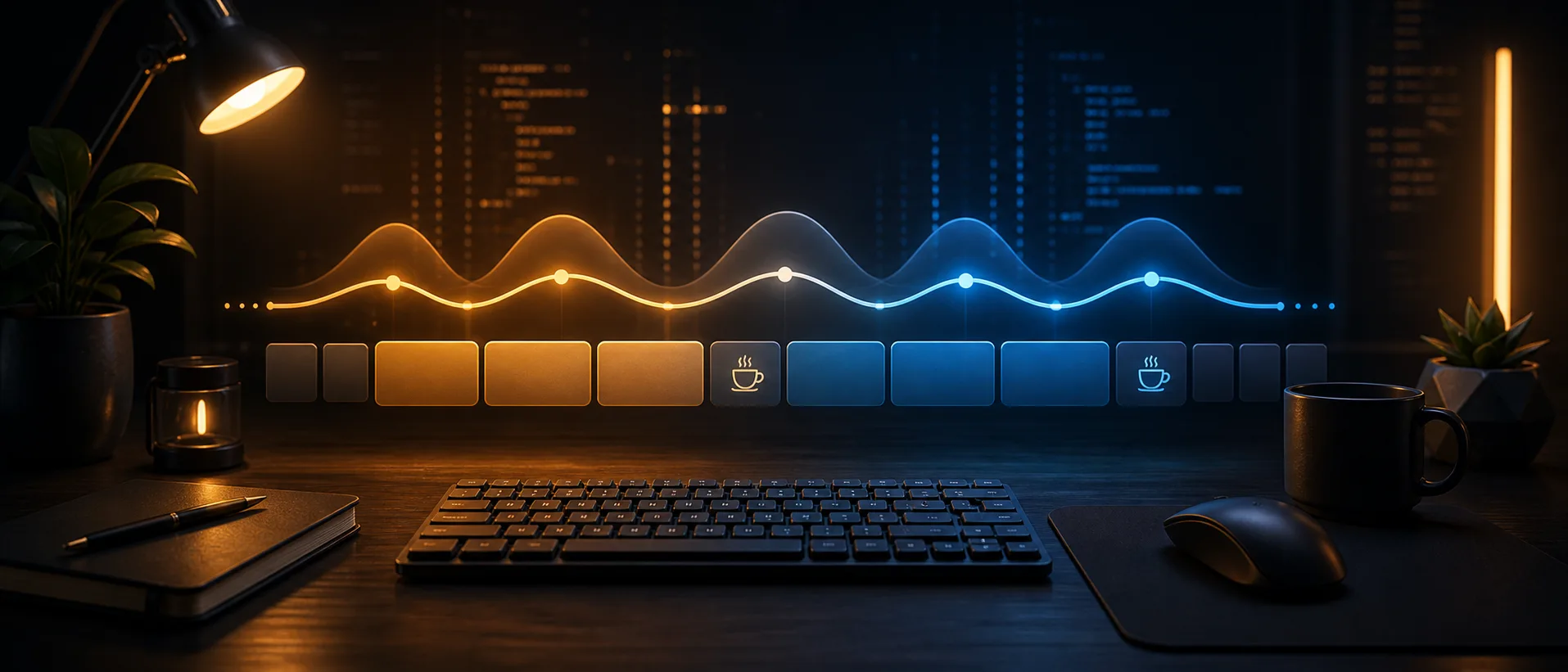 A focused workspace with dark UI elements and a prepared work session